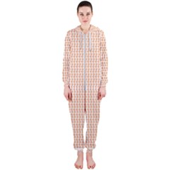 An Orange And White Pattern On A White Background Hooded Jumpsuit (ladies)