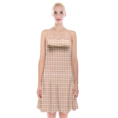 An Orange And White Pattern On A White Background Spaghetti Strap Velvet Dress