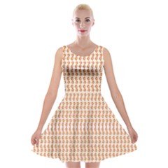 An Orange And White Pattern On A White Background Velvet Skater Dress