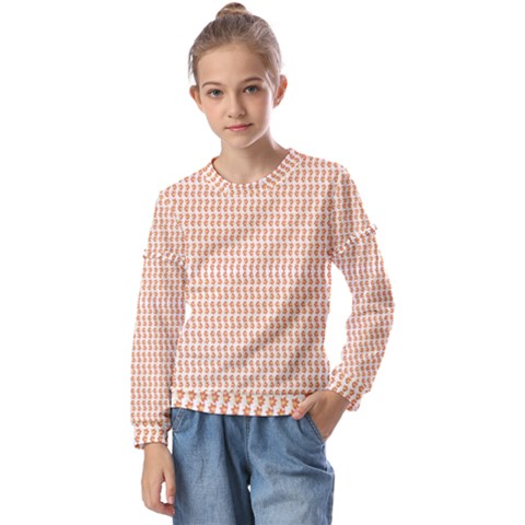 An Orange And White Pattern On A White Background Kids  Long Sleeve T-shirt With Frill  by catchydesignhill