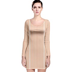 An Orange And White Striped Background With Small Circles Long Sleeve Velvet Bodycon Dress