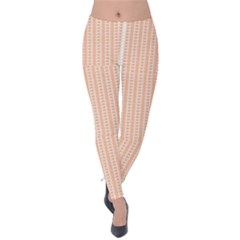 An Orange And White Striped Background With Small Circles Velvet Leggings