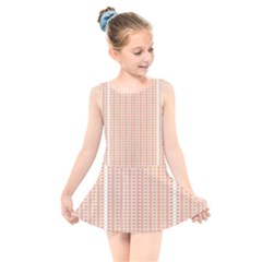 An Orange And White Striped Background With Small Circles Kids  Skater Dress Swimsuit