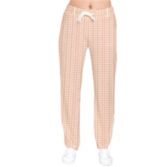 An Orange And White Striped Background With Small Circles Women Velvet Drawstring Pants