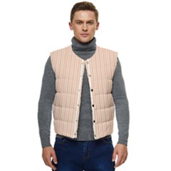 An Orange And White Striped Background With Small Circles Men s Button Up Puffer Vest	