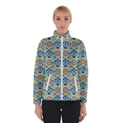 A Blue And Green Pattern On A Green Background Women s Bomber Jacket