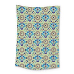 A Blue And Green Pattern On A Green Background Small Tapestry