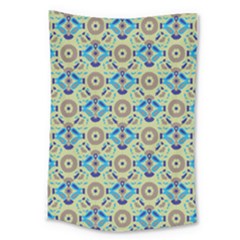 A Blue And Green Pattern On A Green Background Large Tapestry