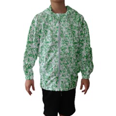 A Green And White Background With Small White Dots Kids  Hooded Windbreaker