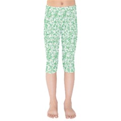 A Green And White Background With Small White Dots Kids  Capri Leggings 