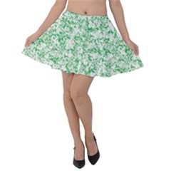 A Green And White Background With Small White Dots Velvet Skater Skirt