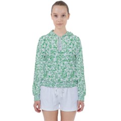 A Green And White Background With Small White Dots Women s Tie Up Sweat