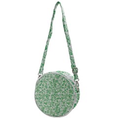 A Green And White Background With Small White Dots Crossbody Circle Bag