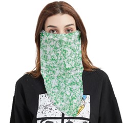 A Green And White Background With Small White Dots Face Covering Bandana (triangle)