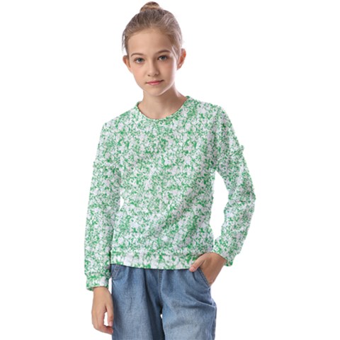 A Green And White Background With Small White Dots Kids  Long Sleeve T-shirt With Frill  by catchydesignhill