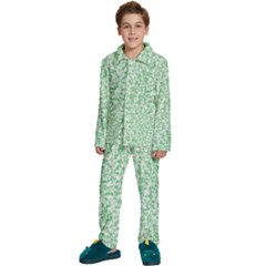 A Green And White Background With Small White Dots Kids  Long Sleeve Velvet Pajamas Set by catchydesignhill