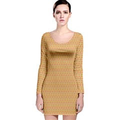 An Orange And Yellow Background With A Pattern Long Sleeve Velvet Bodycon Dress