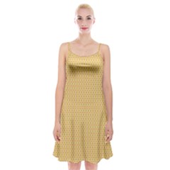 An Orange And Yellow Background With Circles Spaghetti Strap Velvet Dress