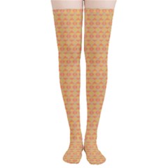 An Orange And Yellow Background With A Pattern Thigh High Stockings by catchydesignhill