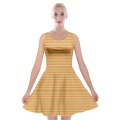 An Orange And Yellow Background With Small Dots Velvet Skater Dress