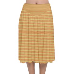 An Orange And Yellow Background With Small Dots Velvet Flared Midi Skirt