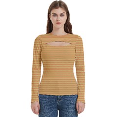 An Orange And Yellow Background With Small Dots Women s Cut Out Long Sleeve T-shirt