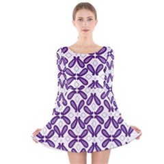 Purple, Textile, Organism, Violet, Art, Font, Magenta, Symmetry, Circle, Pattern Long Sleeve Velvet Skater Dress