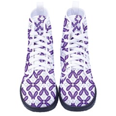 Purple, Textile, Organism, Violet, Art, Font, Magenta, Symmetry, Circle, Pattern Women s High-top Canvas Sneakers