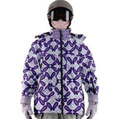 Purple, Textile, Organism, Violet, Art, Font, Magenta, Symmetry, Circle, Pattern Women s Zip Ski And Snowboard Waterproof Breathable Jacket by catchydesignhill