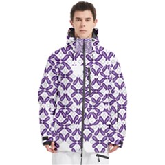 Purple, Textile, Organism, Violet, Art, Font, Magenta, Symmetry, Circle, Pattern Men s Multi Pockets Zip Ski And Snowboard Waterproof Breathable Jacket by catchydesignhill