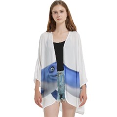 Vooo Open Front 3/4 Sleeve Batwing Chiffon Cardigan Kimono by bego