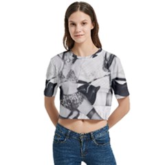 Betty Page Bdsm Women s Round Neck Short Sleeve Crop Top