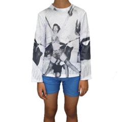 Betty Page Bdsm Kids  Long Sleeve Swimwear by CherleyTemples