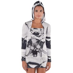 Betty Page Bdsm Long Sleeve Hooded T-shirt by CherleyTemples