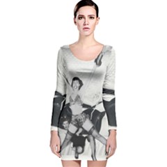 Betty Page Bdsm Long Sleeve Velvet Bodycon Dress