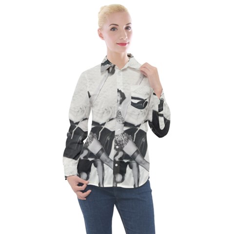 Betty Page Bdsm Women s Long Sleeve Pocket Shirt by CherleyTemples