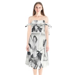 Betty Page Bdsm Shoulder Tie Bardot Midi Dress by CherleyTemples