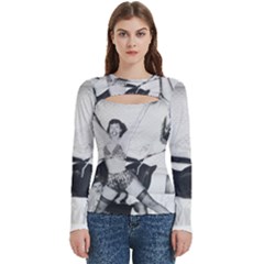 Betty Page Bdsm Women s Cut Out Long Sleeve T-shirt by CherleyTemples