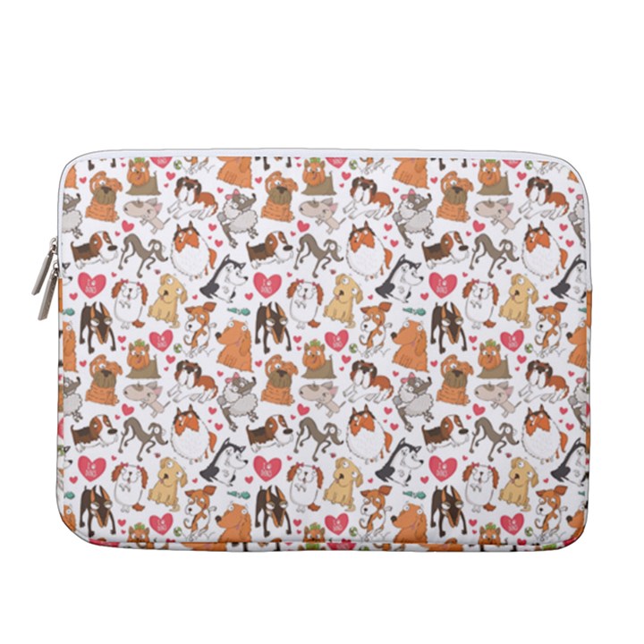 Colorful Pattern for Dog Lovers with Dogs and Hearts 15  Vertical Laptop Sleeve Case With Pocket