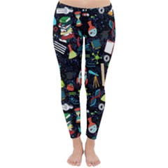 Colorful Chemistry Science School Print Black Soft Winter Leggings by CoolDesigns