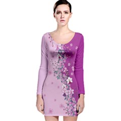 Floral Orchids Yin Yang Violet Long Sleeve Velvet Bodycon Dress by CoolDesigns