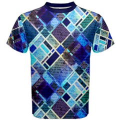 Dodger Blue Geometric Manuscript Pattern Cotton Tee by CoolDesigns