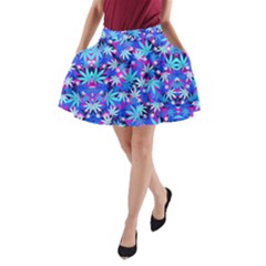 Cannabis Blue Purple With Marijuana Leaves A-line Pocket Skirt by CoolDesigns