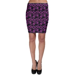 Dark Floral Pattern With Orchids Hand Drawing Bodycon Skirt by CoolDesigns