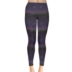 Dark Night Starry Sky Over The Mountains Leggings by CoolDesigns