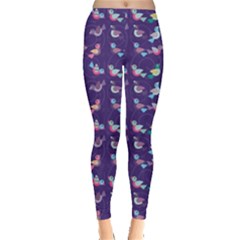 Purple With Color Pattern Birds Leggings by CoolDesigns