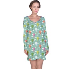 Green Retro Travel Pattern Of Balloons Long Sleeve Nightdress by CoolDesigns