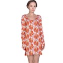 Orange Floral Pattern With Orchids Long Sleeve Nightdress View1