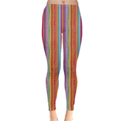 Brown Colorful Strip Abstract Stylish Design Leggings by CoolDesigns