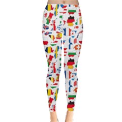 Colorful Europe Country Flags Pattern Stylish Design Leggings by CoolDesigns